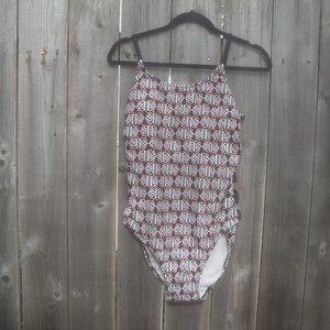 Xhilaration Women's One-Piece XL Pink Black White Geometric Swimsuit Vacation